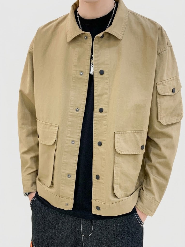 Serovine_lapel_trend_jacket_-_front_view_on_gray_background_Khaki