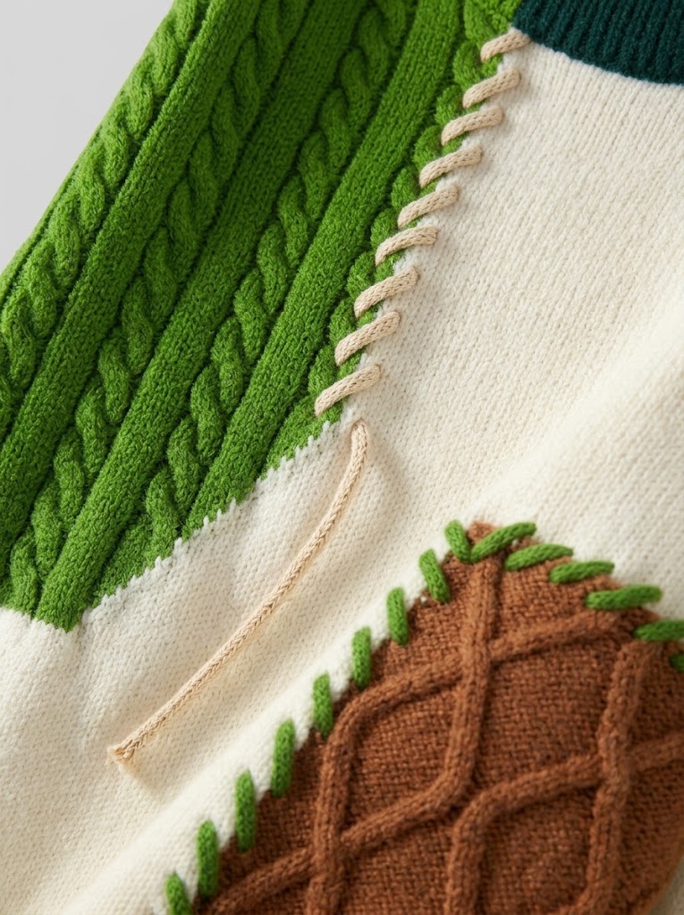 Close-up of Serovine knit colorblock texture detail