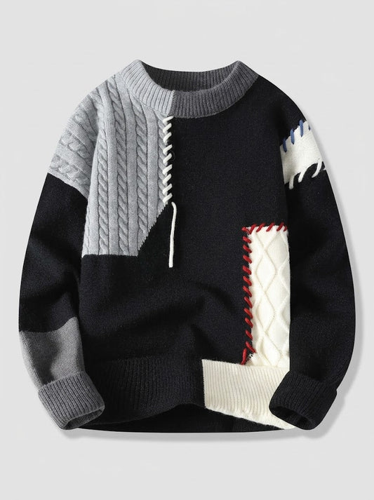 Serovine_colorblock_knit_pullover_-_front_view_on_gray_background Gray
