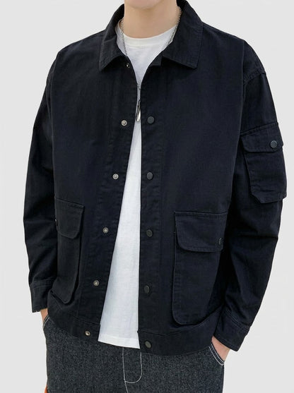 Serovine_lapel_trend_jacket_-_front_view_on_gray_background_Black