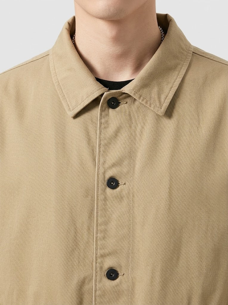 Close-up of Serovine lapel collar and fabric detail
