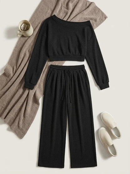 Loose Fit Sweatshirt & Pants Set-4