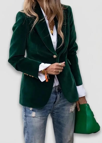 Serovine | Velvet Lapel Slim Suit Jacket