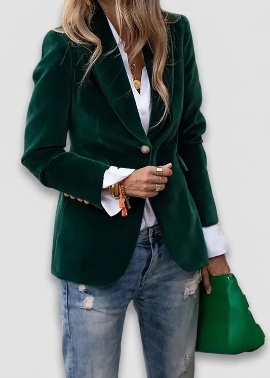 Serovine | Velvet Lapel Slim Suit Jacket