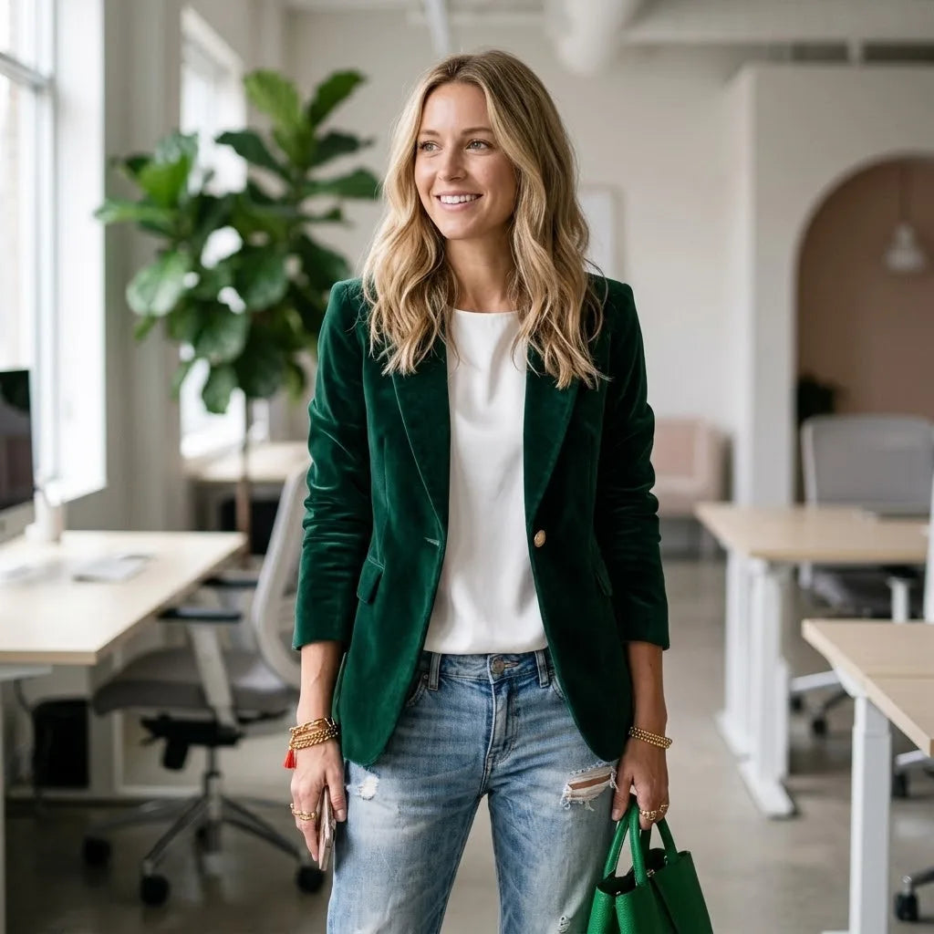 Serovine | Velvet Lapel Slim Suit Jacket-4